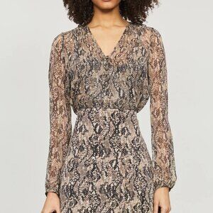 Veronica Beard Lowell Snakeskin Print Blouse Silk Nude Size 6 NEW NWT